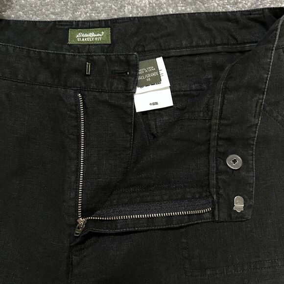 Eddie Bauer Blakely Fit Pants Women 14 Tall Black Linen Pockets High-Rise i92 - Picture 6 of 15